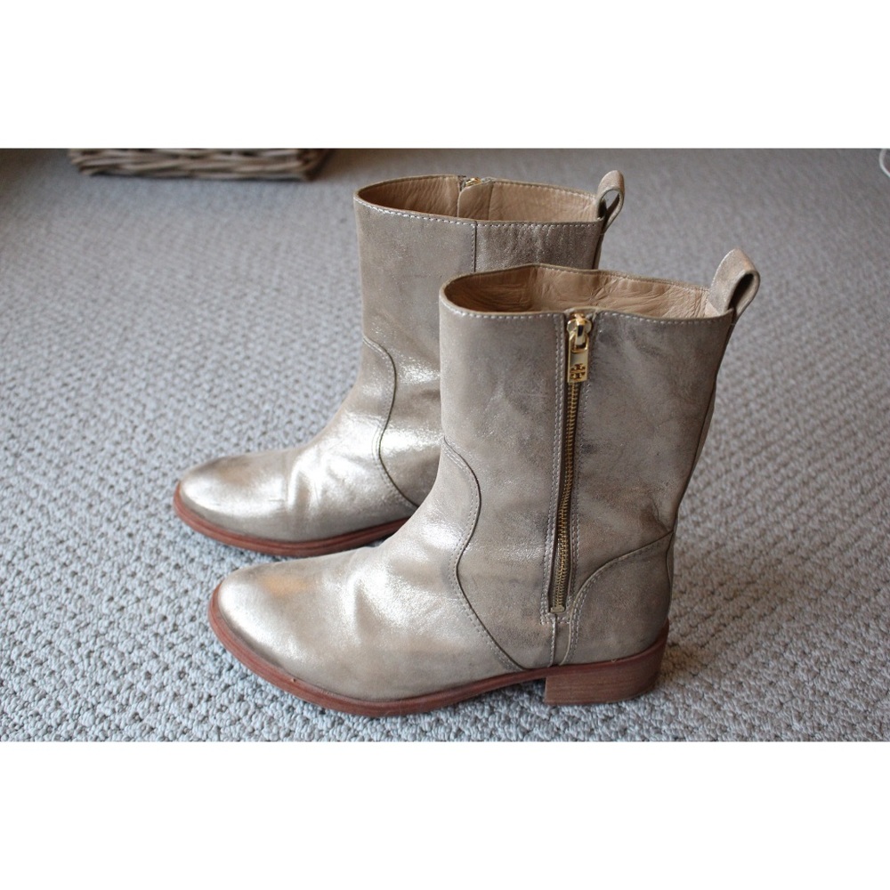 Tory Burch Halle Metallic Gold Boots